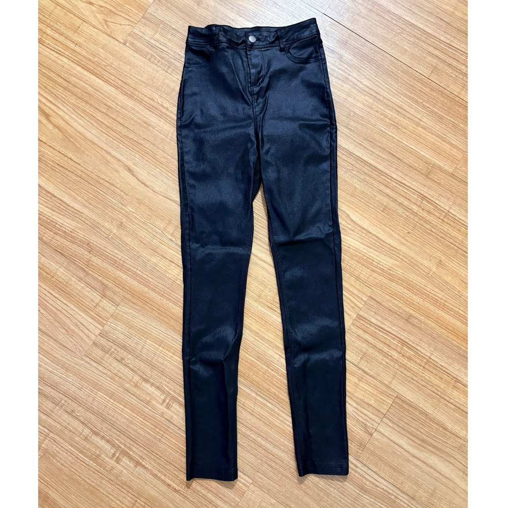 Shinestar Black Faux Leather‎ Skinny Pants High Rise Womens Size S